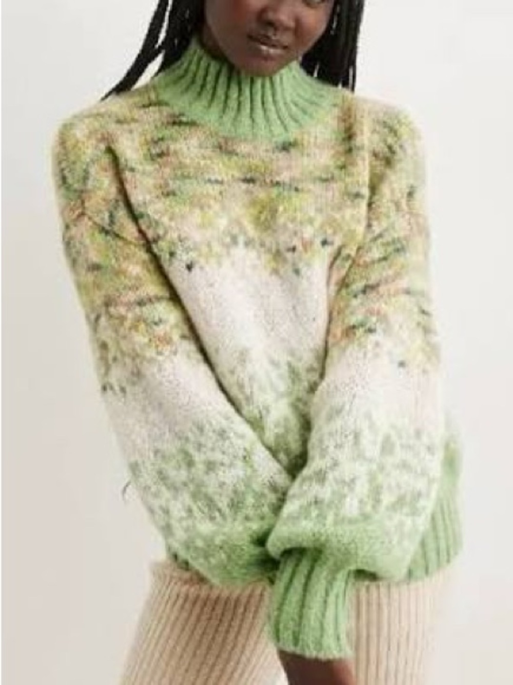 aerie Green Ombre Speckled Turtleneck Sweater